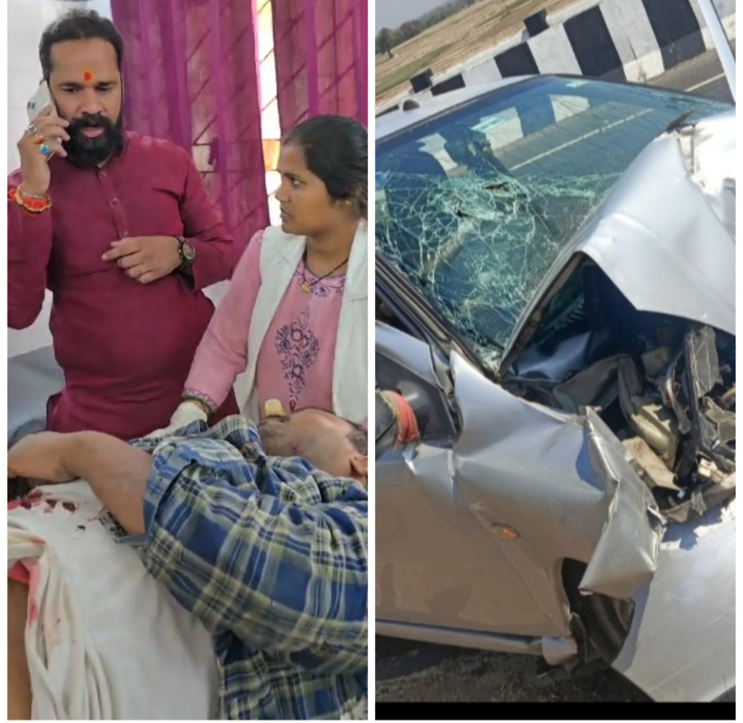 कार दुर्घटना में युवक गंभीर रूप से घायल, समाजसेवी दौलत सोनी ने पहुंचाई मदद