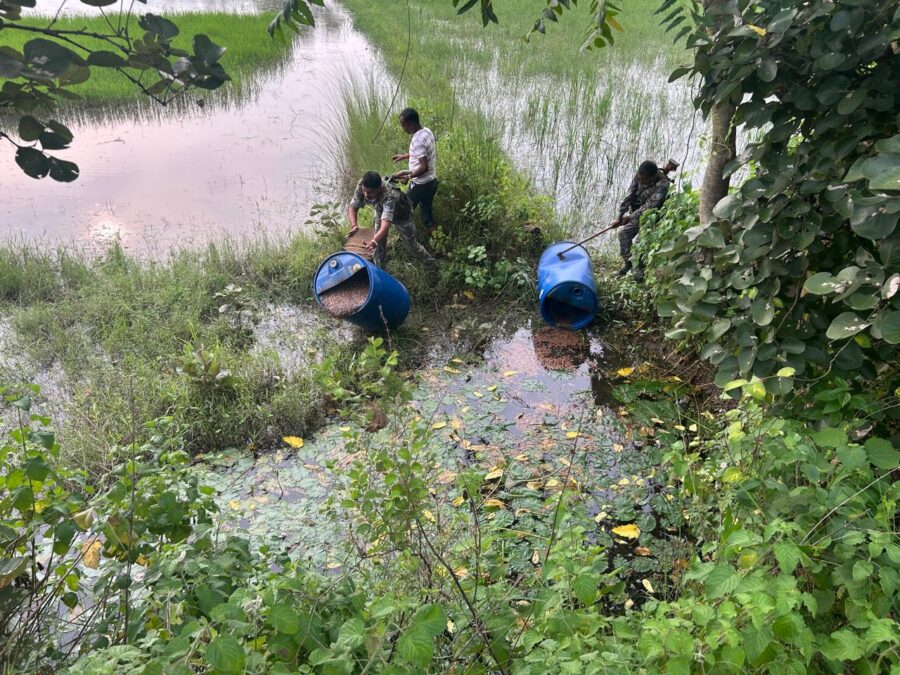 बरडीहा थाना प्रभारी ने अवैध शराब भट्टी ध्वस्त, 6 क्विंटल जावा महुआ किया विनष्ट