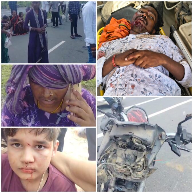 मेराल में ऑटो और बाइक की टक्कर, आधा दर्जन घायल