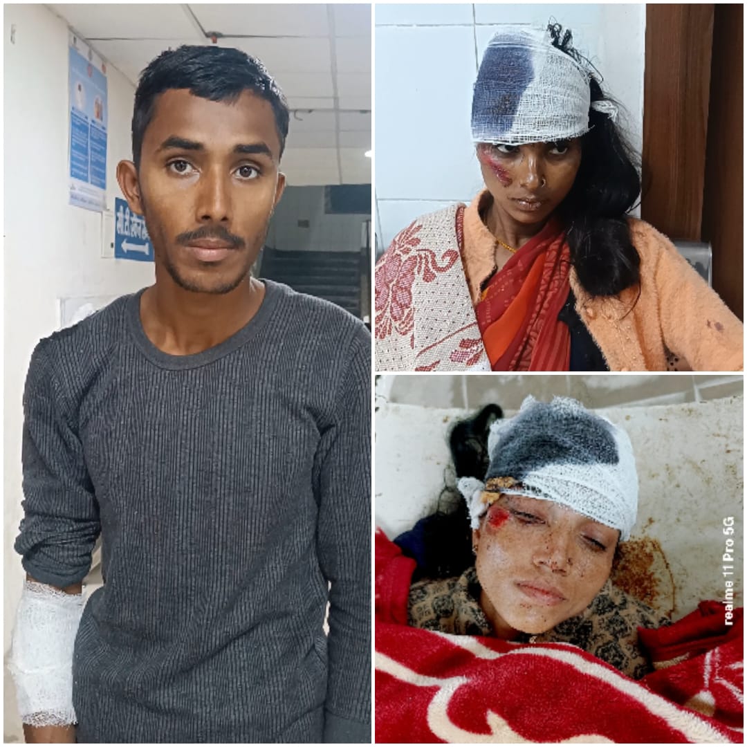 सड़क दुर्घटना में दो महिला सहित तीन व्यक्ति गंभीर रूप से घायल